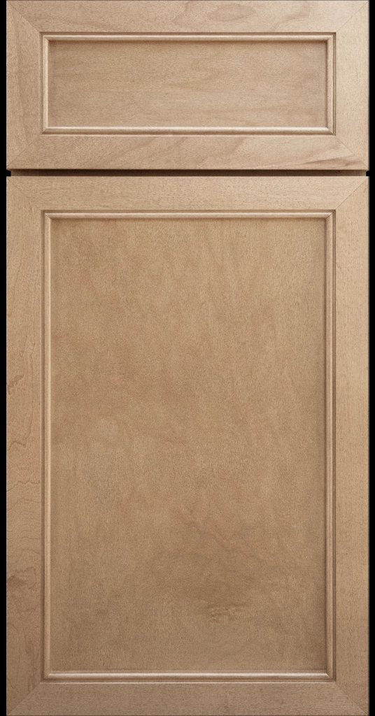 Alpine Slim narrow stile and rail cabinet door with a flat center panel in a Blondie stain